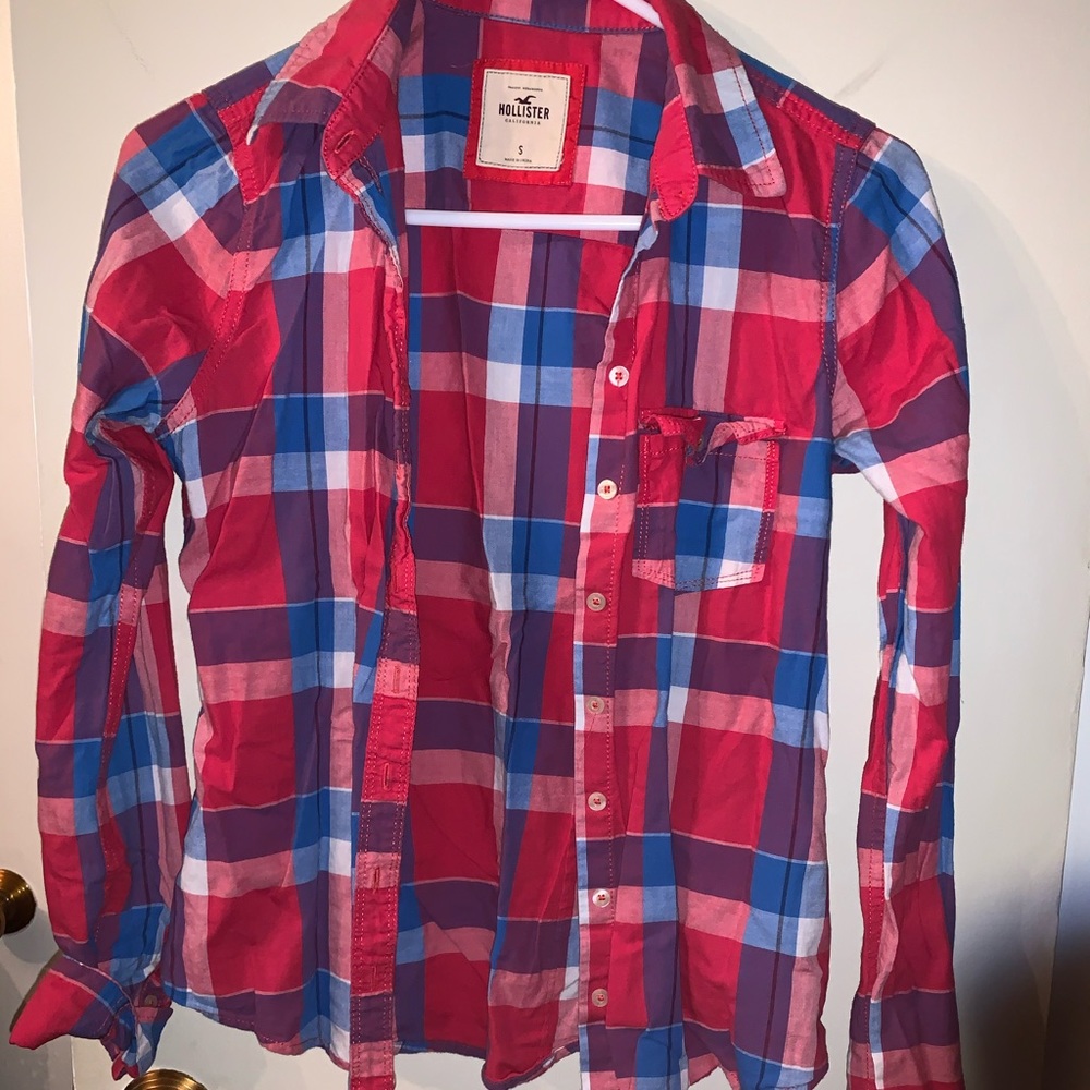 Button down plaid blouse